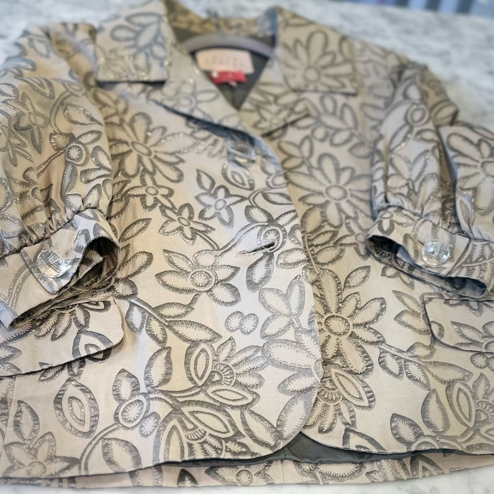 Pink Tartan Cream and Gray Vintage-Inspired Blazer